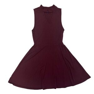 Aeropostale Women’s Juniors Burgundy Ribbed Sleeveless Mock Neck Dress, Sz Small